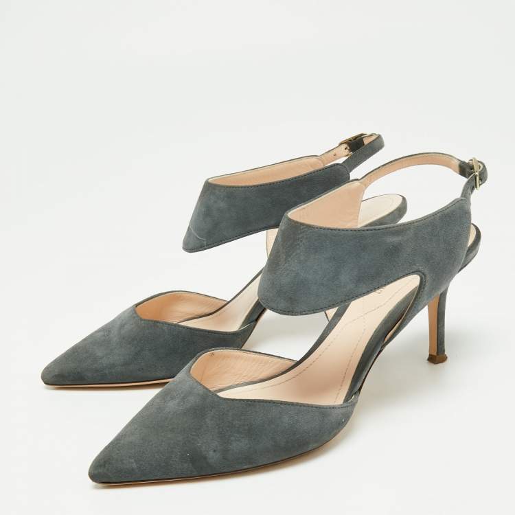 Pre Owned Nicholas Kirkwood Grey Suede Leeloo Ankle Strap Pointed Toe Sandals Size 37