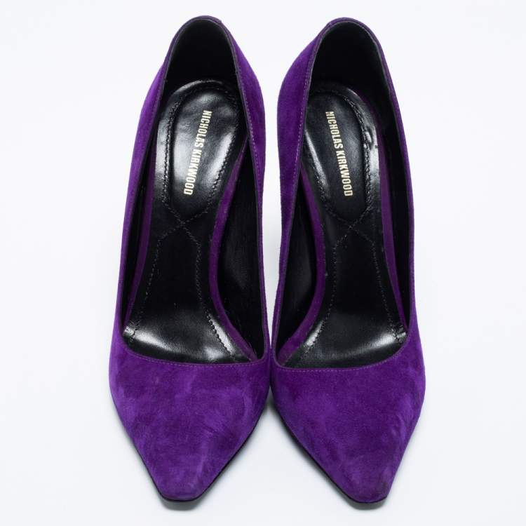 Pre Owned Nicholas Kirkwood Purple Suede Pointed Toe Pumps Size 38