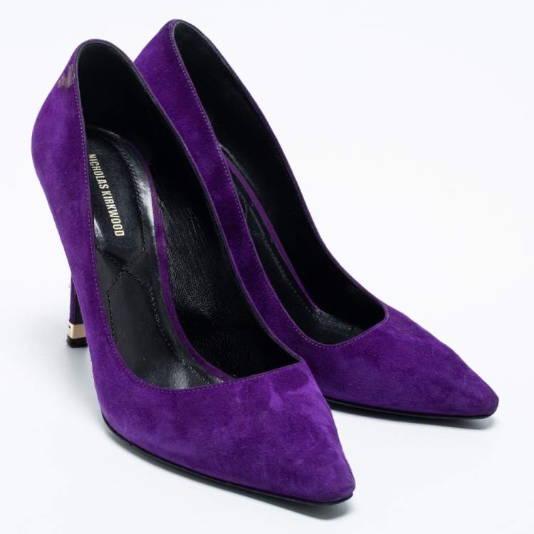 Pre Owned Nicholas Kirkwood Purple Suede Pointed Toe Pumps Size 38
