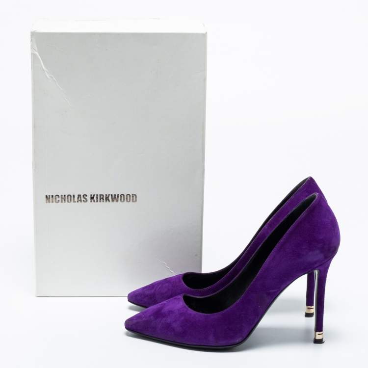 Pre Owned Nicholas Kirkwood Purple Suede Pointed Toe Pumps Size 38