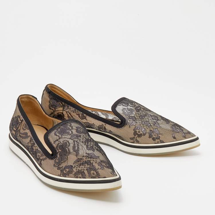 Pre Owned Nicholas Kirkwood Black Lace Alona Pointed Toe Loafers Size 40