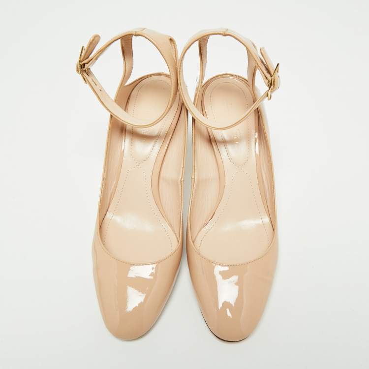 Pre Owned Nicholas Kirkwood Beige Patent Leather Lola Pearl Pumps Size 38