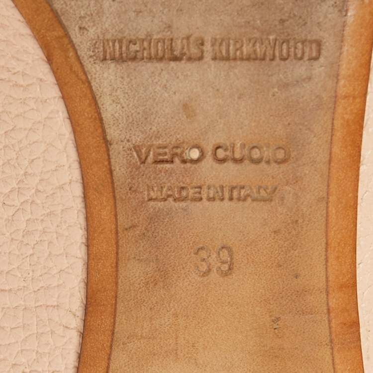 Pre Owned Nicholas Kirkwood Light Pink Leather Beya Pointed Toe Mules Size 39