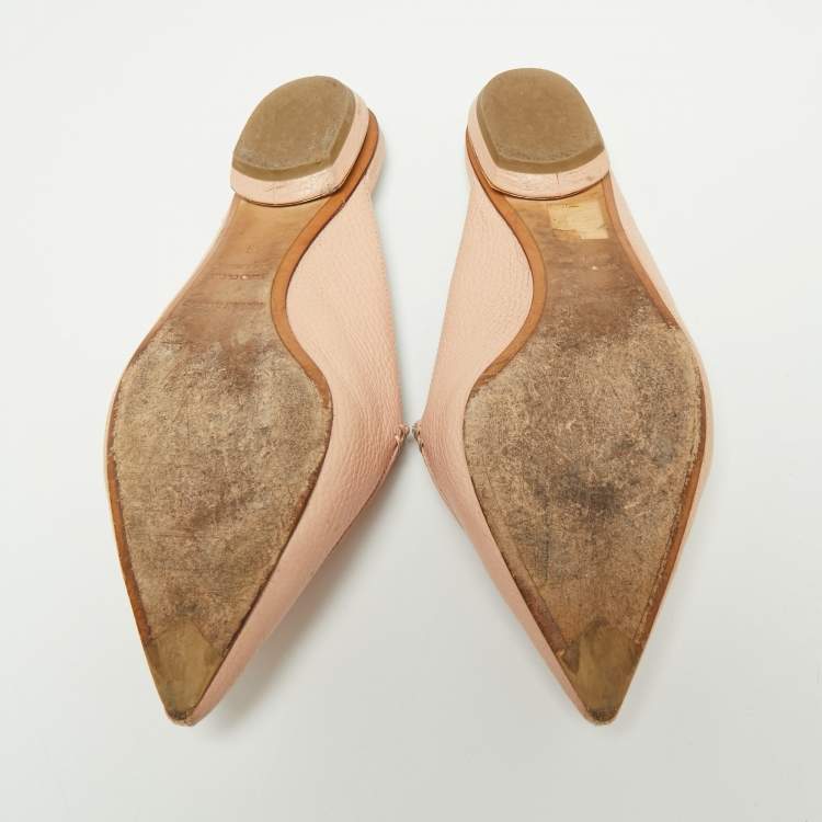 Pre Owned Nicholas Kirkwood Light Pink Leather Beya Pointed Toe Mules Size 39