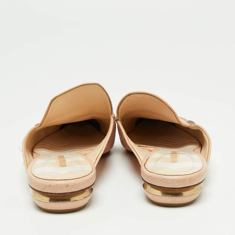 Pre Owned Nicholas Kirkwood Light Pink Leather Beya Pointed Toe Mules Size 39