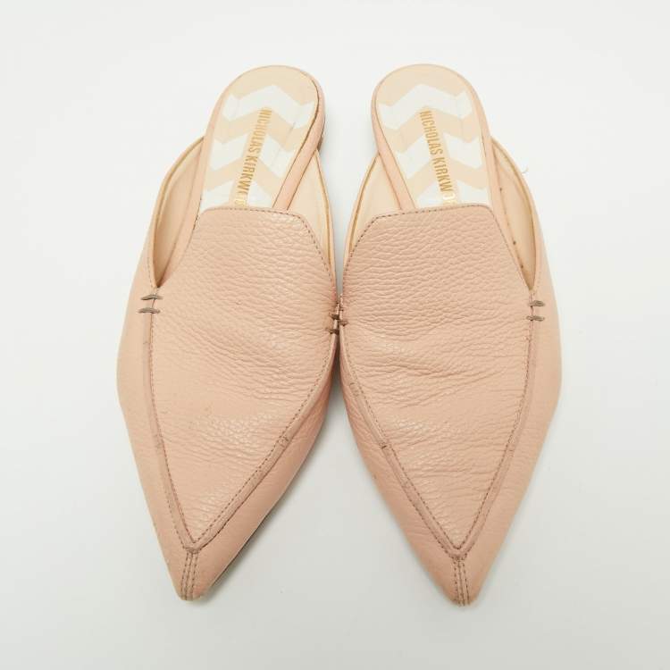 Pre Owned Nicholas Kirkwood Light Pink Leather Beya Pointed Toe Mules Size 39
