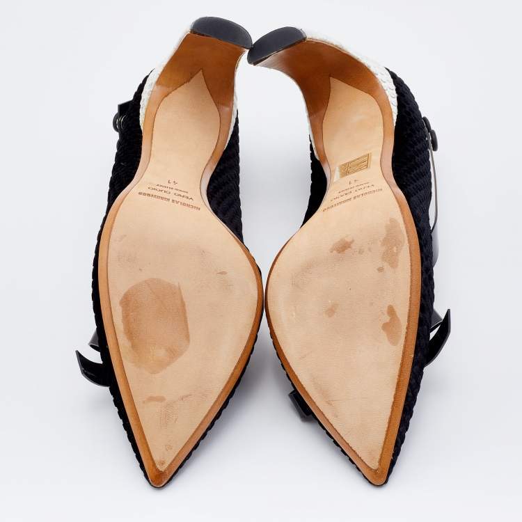 Pre Owned Nicholas Kirkwood x Roksanda Black Velvet And PVC Curved Heel Pumps Size 41