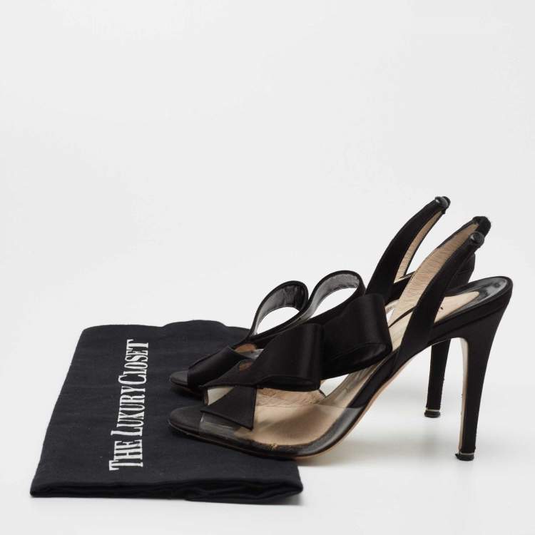 Pre Owned Nicholas Kirkwood Black Satin Ankle Strap Sandals Size 35