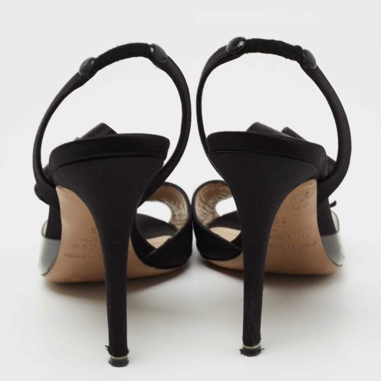 Pre Owned Nicholas Kirkwood Black Satin Ankle Strap Sandals Size 35