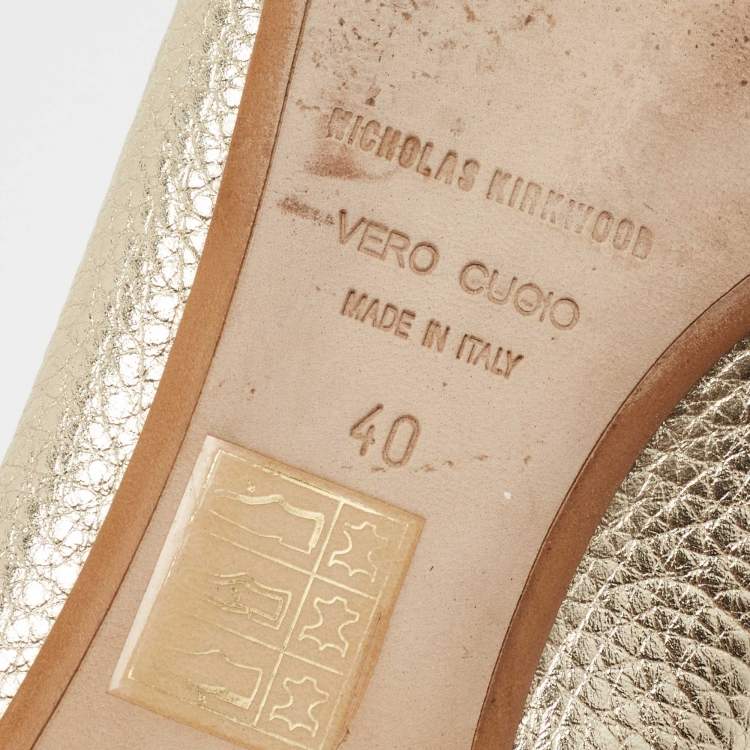 Pre Owned Nicholas Kirkwood Metallic Gold Leather Beya Loafers Size 40