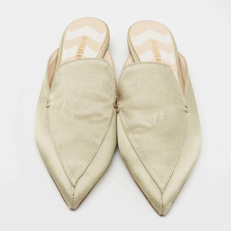 Pre Owned Nicholas Kirkwood Green Fabric Mules Size 37.5