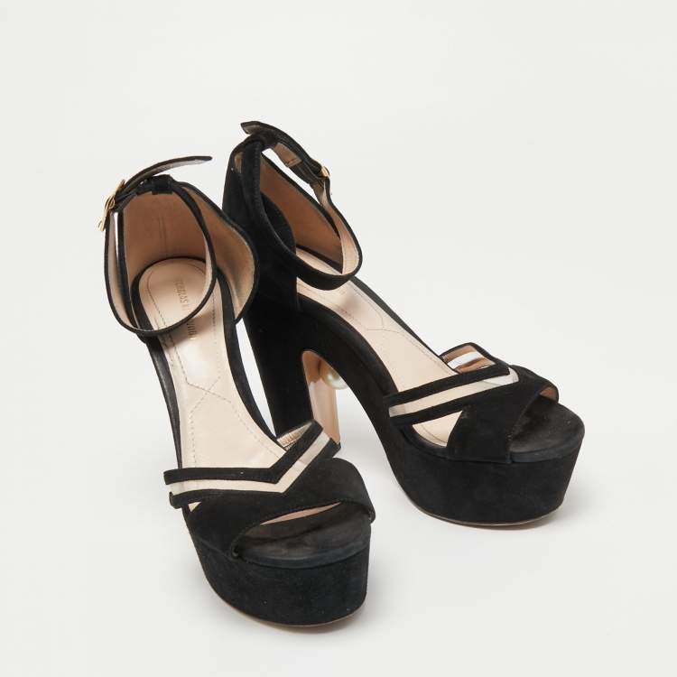 Pre Owned Nicholas Kirkwood Black Suede Platform Ankle Strap Sandals Size 40