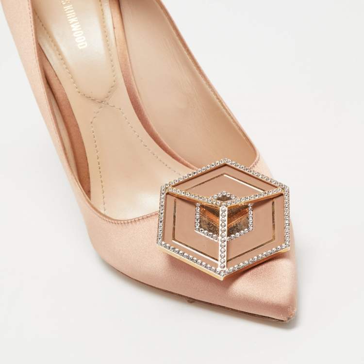 Pre Owned Nicholas Kirkwood Beige Satin Embellished Eden Pumps Size 41