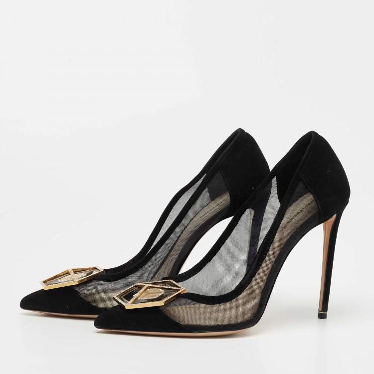 Pre Owned Nicholas Kirkwood Black Suede and Mesh Eden Pumps Size 41