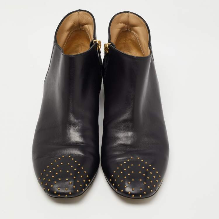 Pre Owned Nicholas Kirkwood Black Leather Embellished Ankle Boots Size 41
