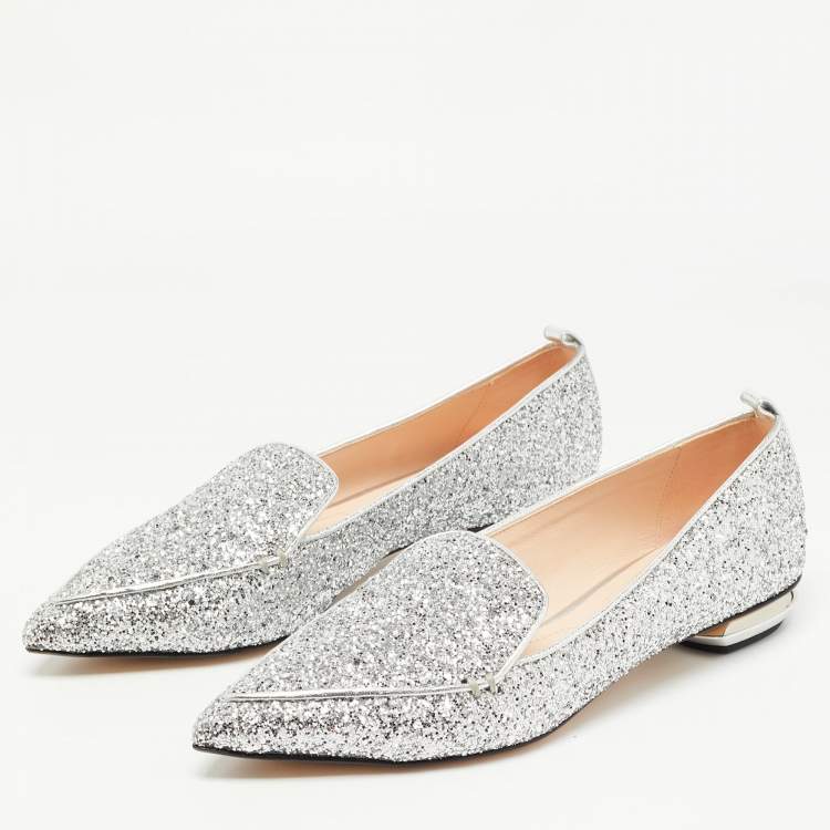 Nicholas Kirkwood Silver Leather and Glitter Beya Loafers Size 40.5  Nicholas Kirkwood | The Luxury Closet