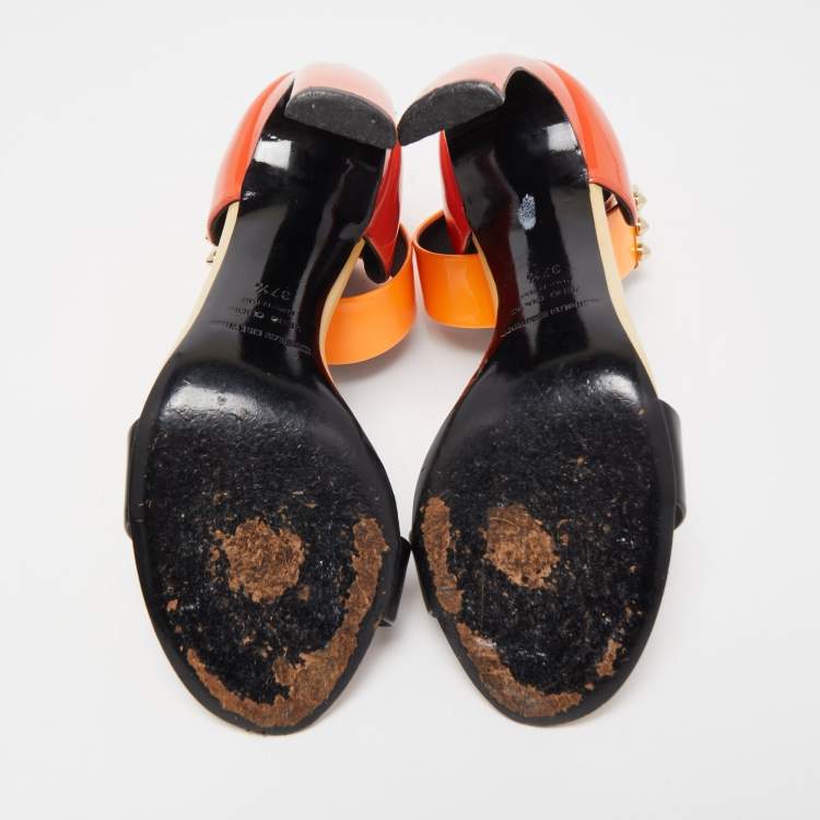 Pre Owned Nicholas Kirkwood Multicolor Patent Leather Lola Pearl Ankle-Strap Sandals Size 37.5