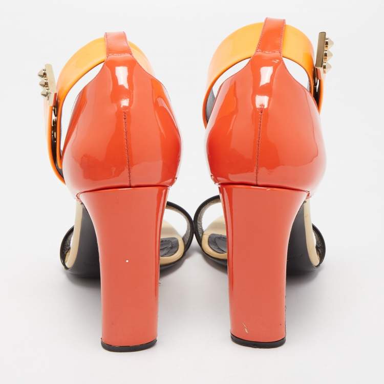 Pre Owned Nicholas Kirkwood Multicolor Patent Leather Lola Pearl Ankle-Strap Sandals Size 37.5