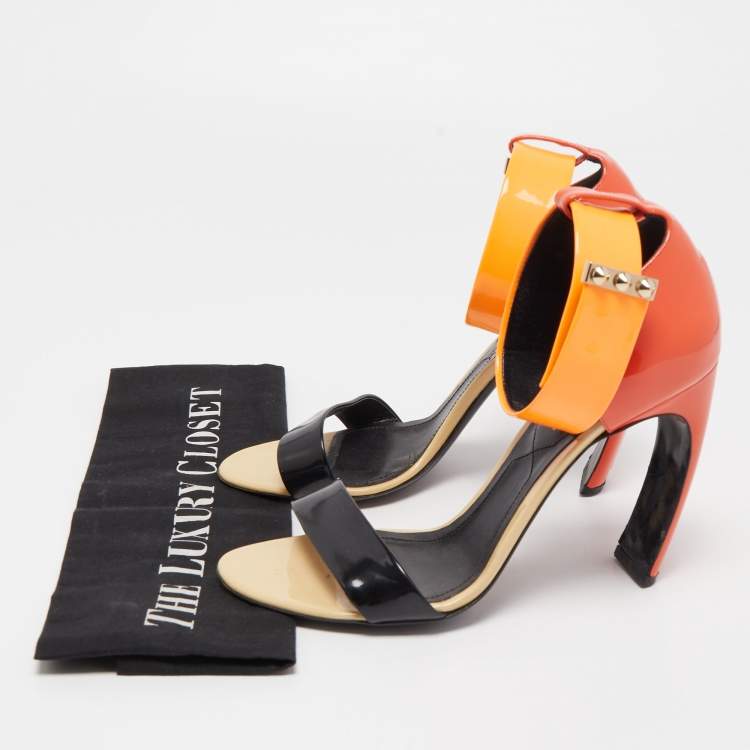 Pre Owned Nicholas Kirkwood Multicolor Patent Leather Lola Pearl Ankle-Strap Sandals Size 37.5