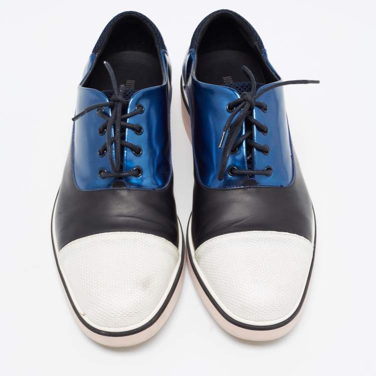 Pre Owned Nicholas Kirkwood Tricolor Leather and Mesh Lace Up Oxfords Size 40