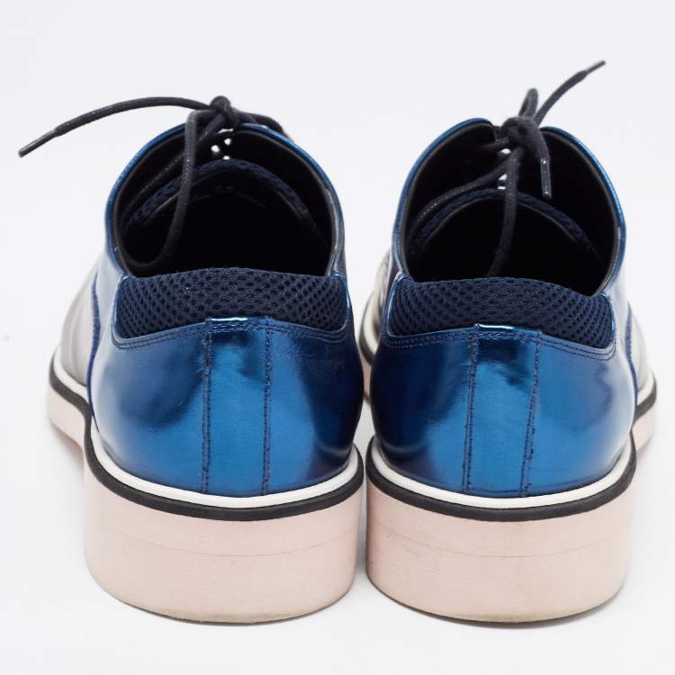 Pre Owned Nicholas Kirkwood Tricolor Leather and Mesh Lace Up Oxfords Size 40