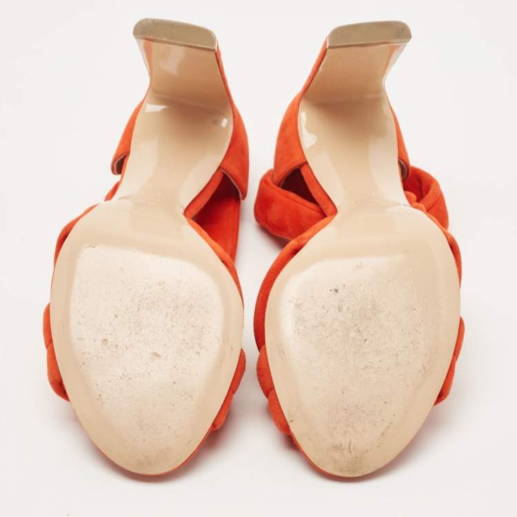 Pre Owned Nicholas Kirkwood Orange Suede Ziggy Sandals Size 37.5