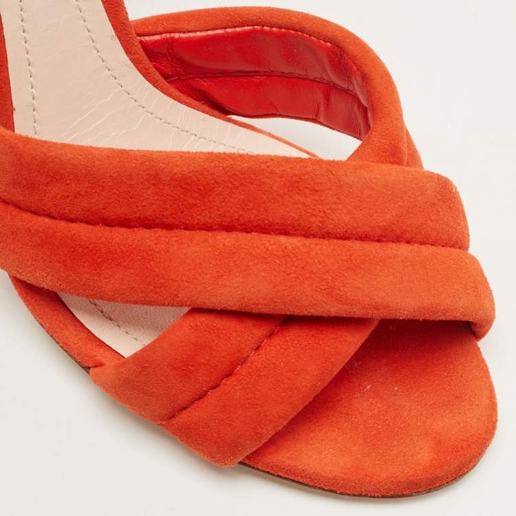 Pre Owned Nicholas Kirkwood Orange Suede Ziggy Sandals Size 37.5
