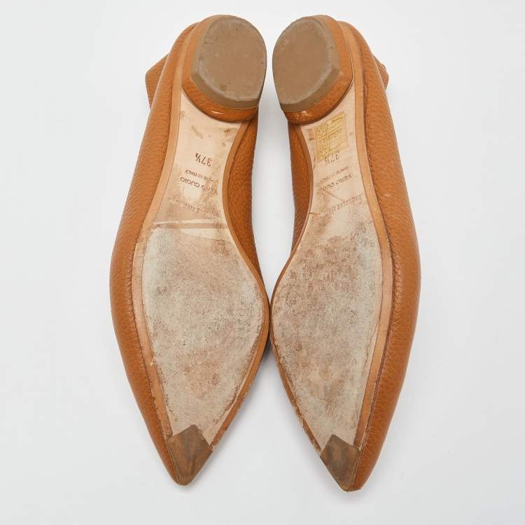 Pre Owned Nicholas Kirkwood Tan Leather Beya Pointed-Toe Loafers Size 37.5