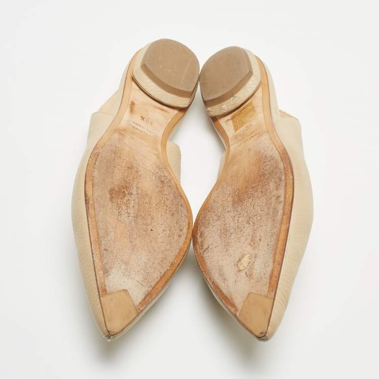 مملوكة مسبقًا Nicholas Kirkwood Beige Leather Beya Slingback Flats Size 40.5