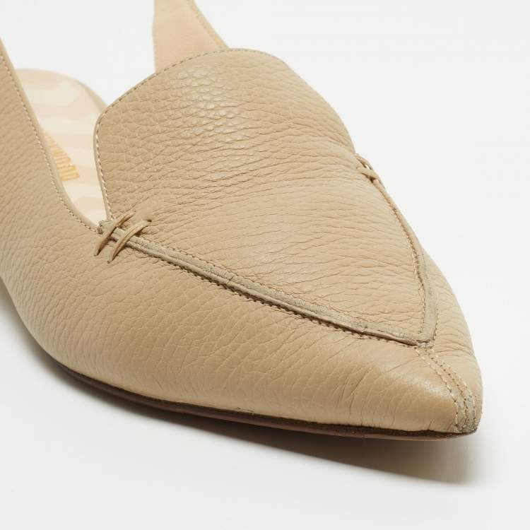 مملوكة مسبقًا Nicholas Kirkwood Beige Leather Beya Slingback Flats Size 40.5