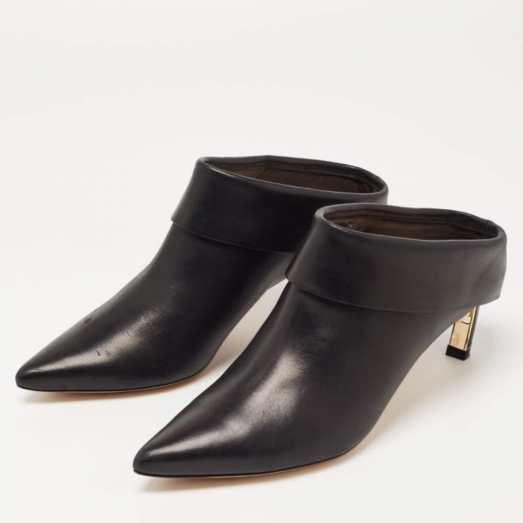 Pre Owned Nicholas Kirkwood Black Leather Pointed Toe Mules Size 37