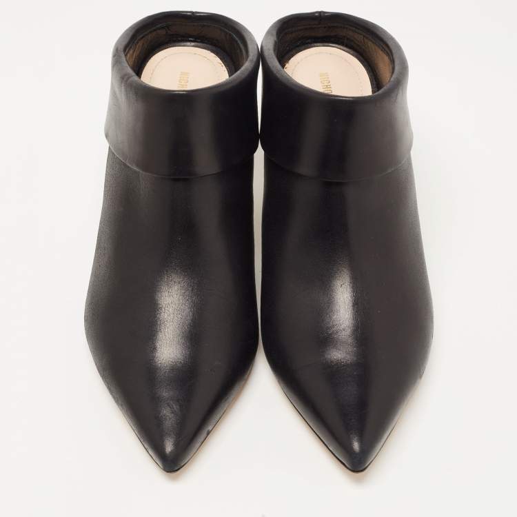 Pre Owned Nicholas Kirkwood Black Leather Pointed Toe Mules Size 37