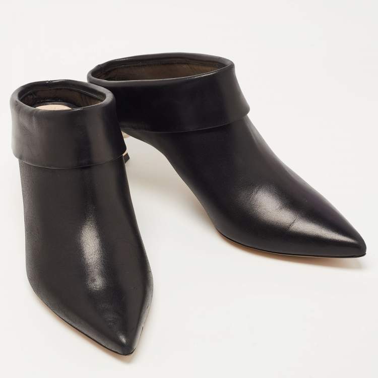 Pre Owned Nicholas Kirkwood Black Leather Pointed Toe Mules Size 37