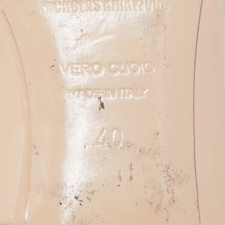 Pre Owned Nicholas Kirkwood Light Pink Patent Leather Lola Ankle Strap Ballet Flats Size 40