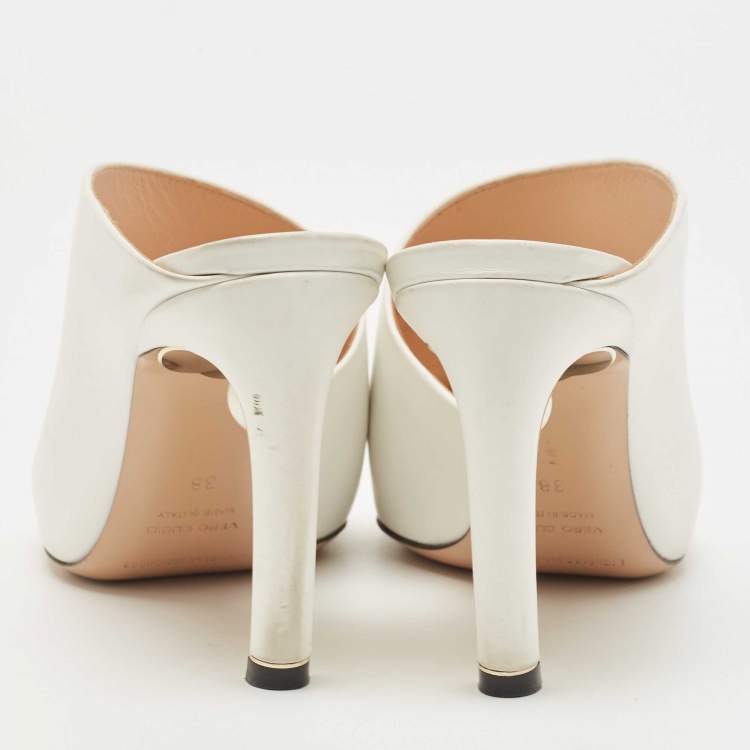 Pre Owned Nicholas Kirkwood White Leather Mira Pointed Toe Mules Size 38