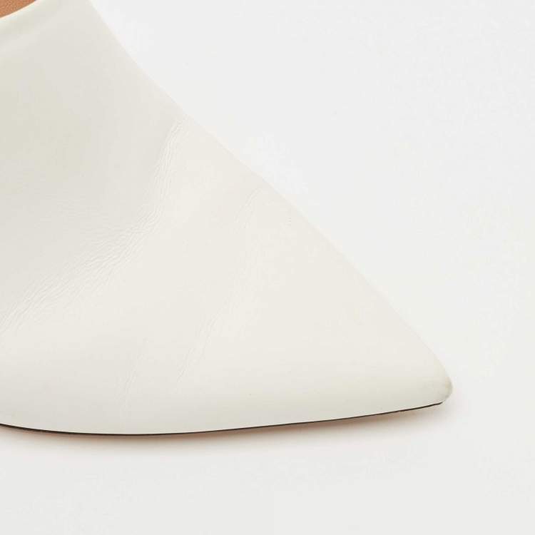 Pre Owned Nicholas Kirkwood White Leather Mira Pointed Toe Mules Size 38