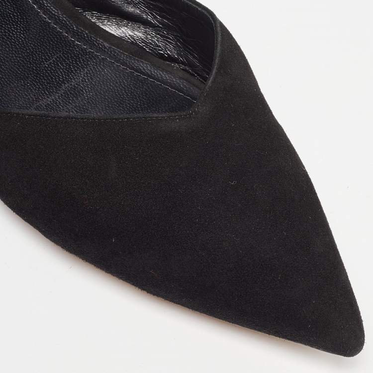 Pre Owned Nicholas Kirkwood Black Suede and Leather Slingback Flats Size 40