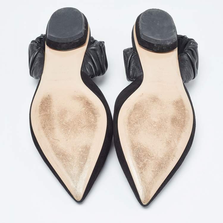 Pre Owned Nicholas Kirkwood Black Suede and Leather Slingback Flats Size 40