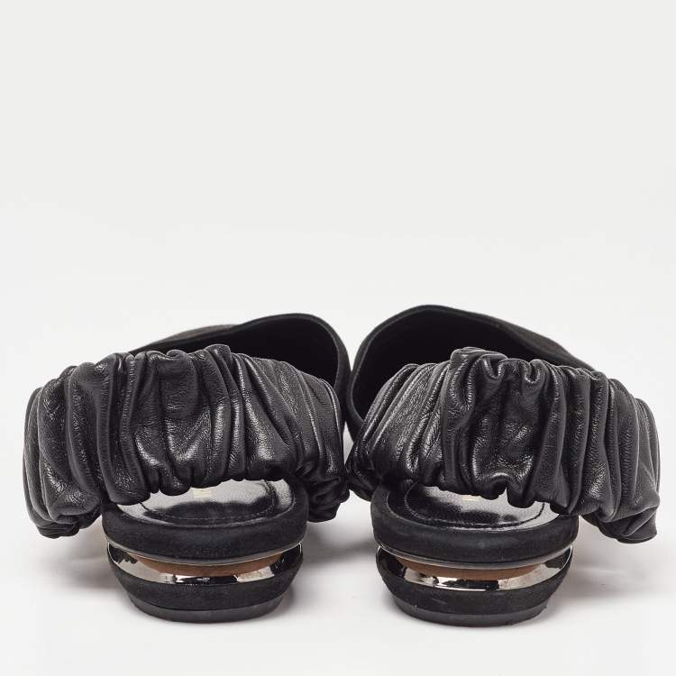 Pre Owned Nicholas Kirkwood Black Suede and Leather Slingback Flats Size 40
