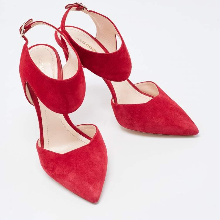 Pre Owned Nicholas Kirkwood Dark Pink Suede Leda Pumps Size 38.5