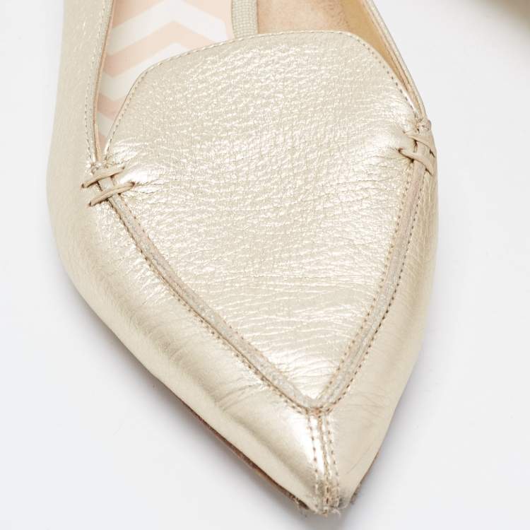 Pre Owned Nicholas Kirkwood Gold Leather Beya Loafers Size 39.5