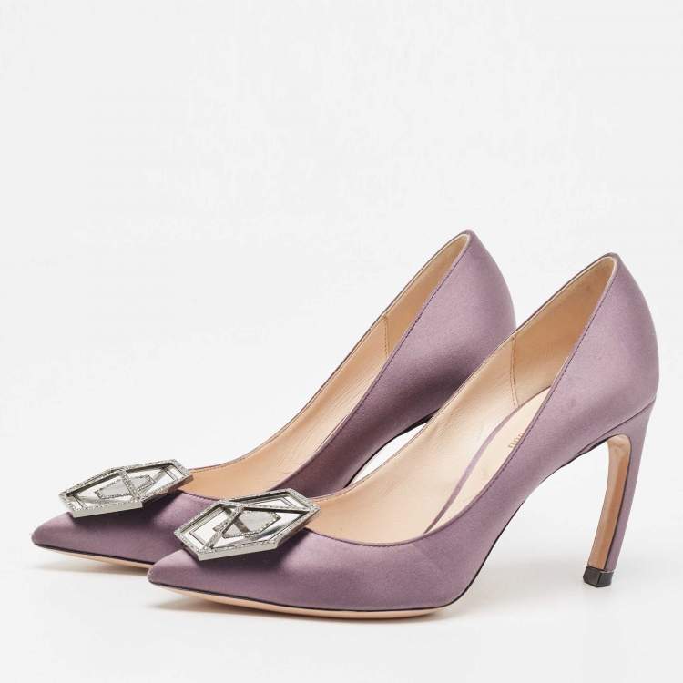 Pre Owned Nicholas Kirkwood Purple Satin Eden Embellished Pumps Size 37