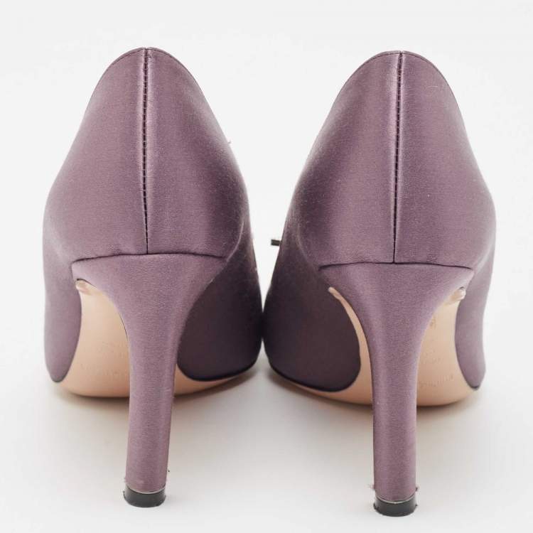 Pre Owned Nicholas Kirkwood Purple Satin Eden Embellished Pumps Size 37