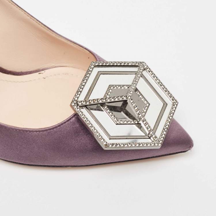 Pre Owned Nicholas Kirkwood Purple Satin Eden Embellished Pumps Size 37