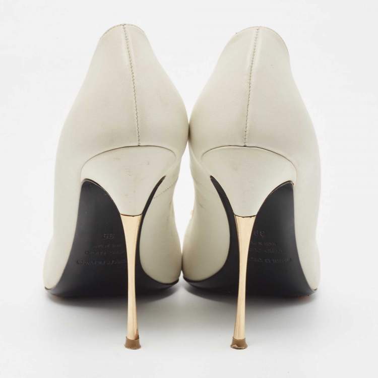 Pre Owned Nicholas Kirkwood White Leather Hexagon Pointed Toe Pumps Size 39