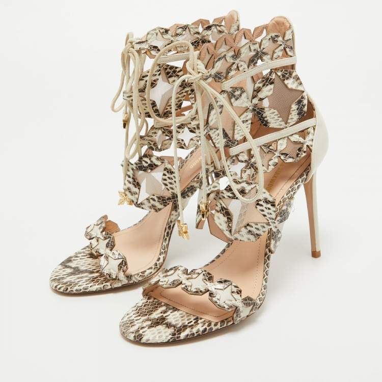 Pre Owned Nicholas Kirkwood Cream/Brown Leather and Mesh Sandals Size 37