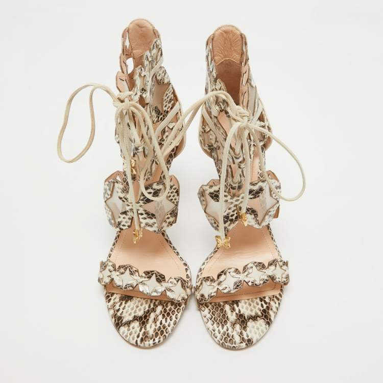 Pre Owned Nicholas Kirkwood Cream/Brown Leather and Mesh Sandals Size 37