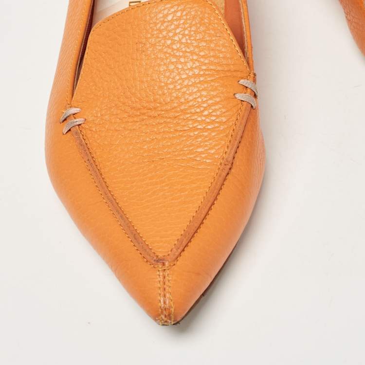 Pre Owned Nicholas Kirkwood Orange Leather Beya Smoking Slippers Size 37.5