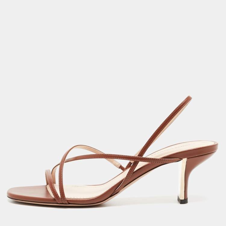 Pre Owned Nicholas Kirkwood Brown Leather Slingback Sandals Size 38.5