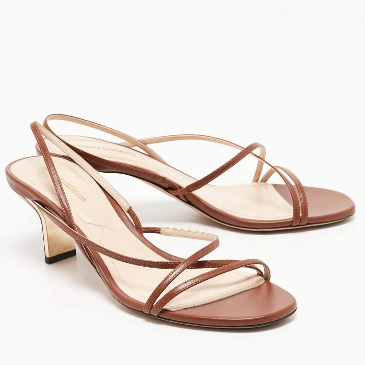 Pre Owned Nicholas Kirkwood Brown Leather Slingback Sandals Size 38.5